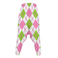Pink Green And White Argyle Print Hammer Pants