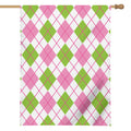 Pink Green And White Argyle Print House Flag