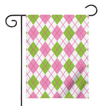 Pink Green And White Argyle Print House Flag