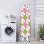 Pink Green And White Argyle Print Ironing Board Cover
