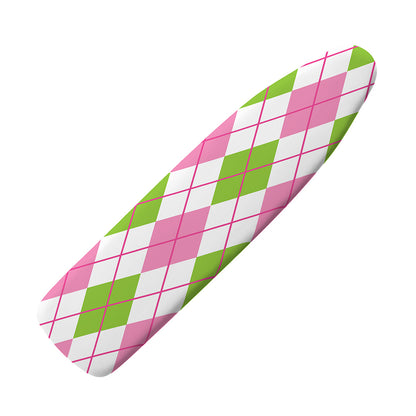 Pink Green And White Argyle Print Ironing Board Cover