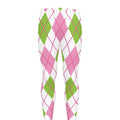 Pink Green And White Argyle Print Men's Leggings
