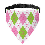 Pink Green And White Argyle Print Over The Collar Dog Bandana