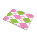 Pink Green And White Argyle Print Pet Cooling Mat Cover