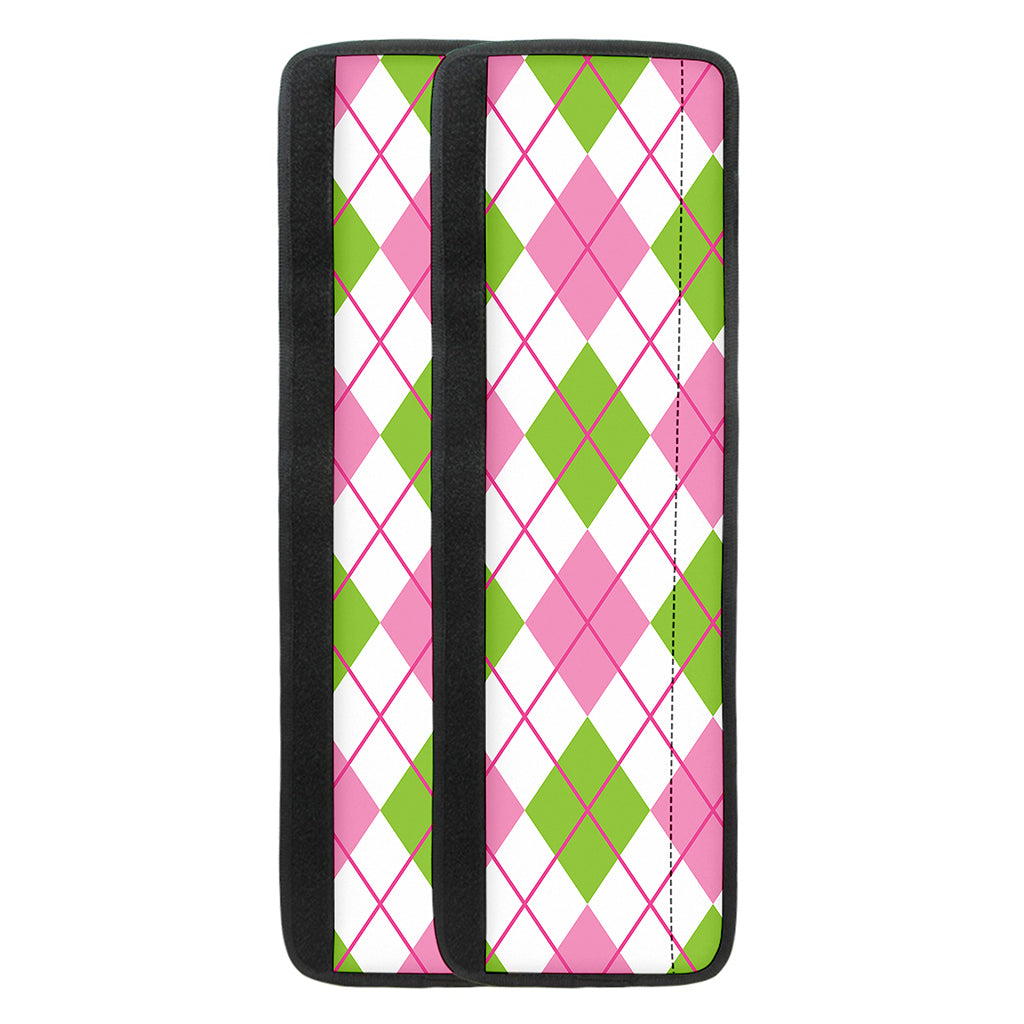 Pink Green And White Argyle Print Refrigerator Handle Covers
