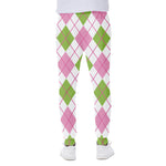 Pink Green And White Argyle Print Scuba Joggers