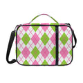Pink Green And White Argyle Print Shoulder Strap Bible Bag