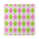 Pink Green And White Argyle Print Silk Bandana