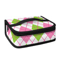 Pink Green And White Argyle Print Small Lunch Bag