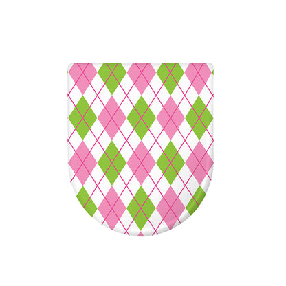 Pink Green And White Argyle Print Toilet Lid Cover