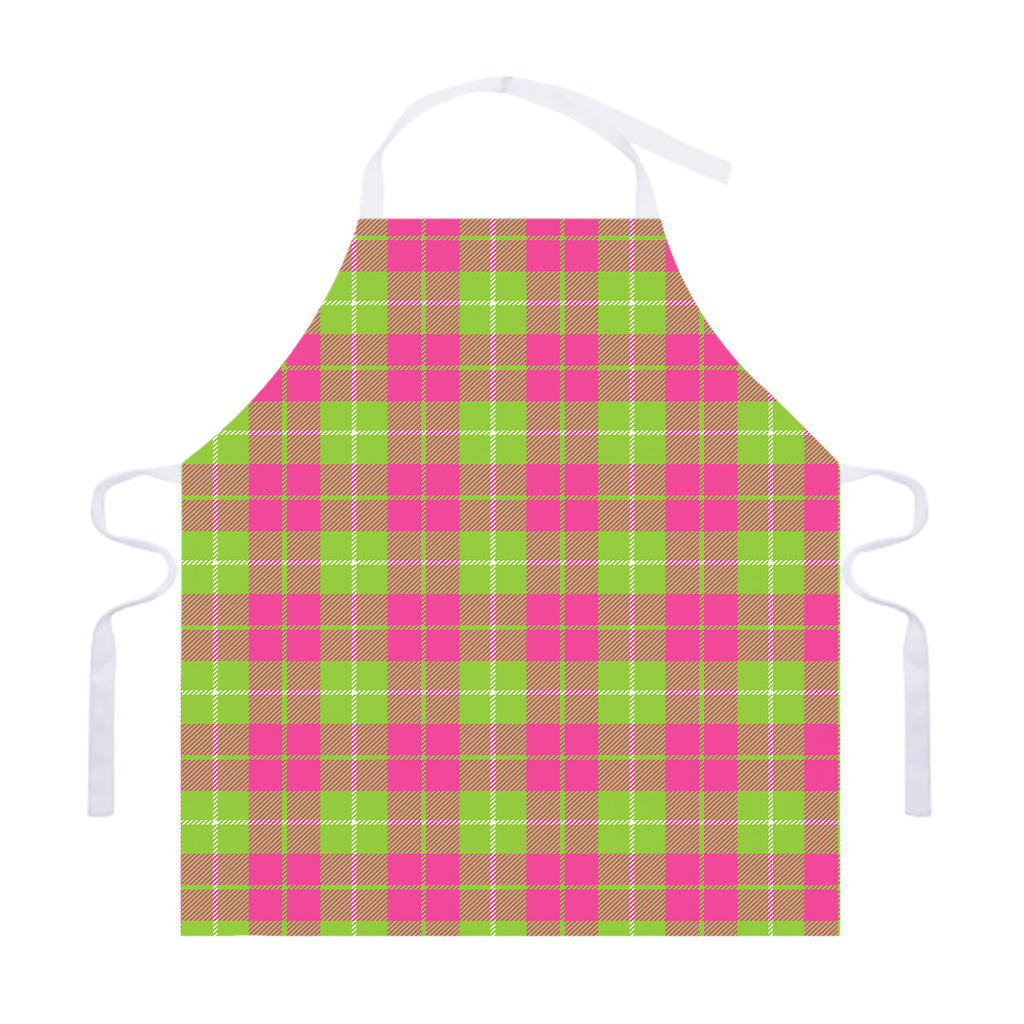 Pink Green And White Tartan Print Adjustable Apron
