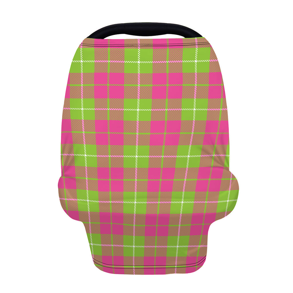 Pink Green And White Tartan Print Baby Seat Cover