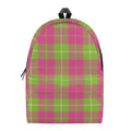 Pink Green And White Tartan Print School Backpack