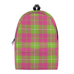 Pink Green And White Tartan Print Backpack