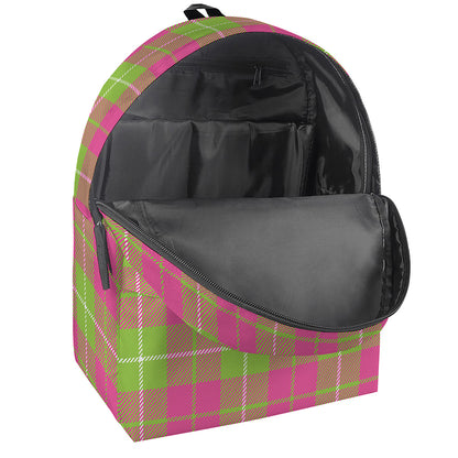Pink Green And White Tartan Print Backpack