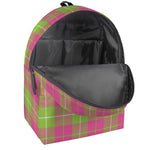 Pink Green And White Tartan Print Backpack