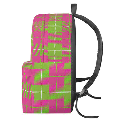 Pink Green And White Tartan Print Backpack