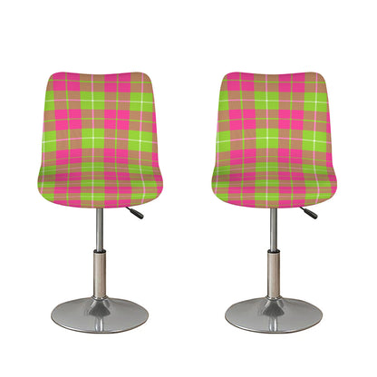Pink Green And White Tartan Print Bar Stool Covers