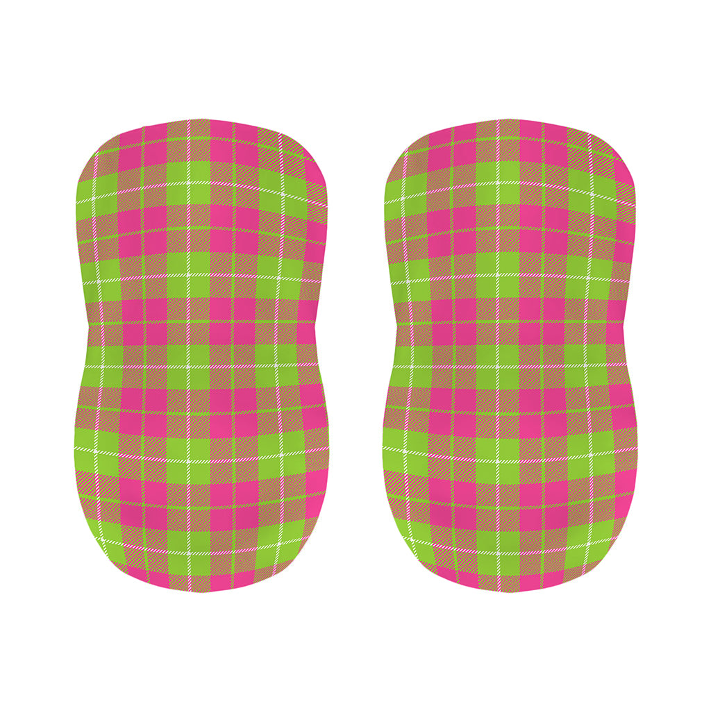 Pink Green And White Tartan Print Bar Stool Covers