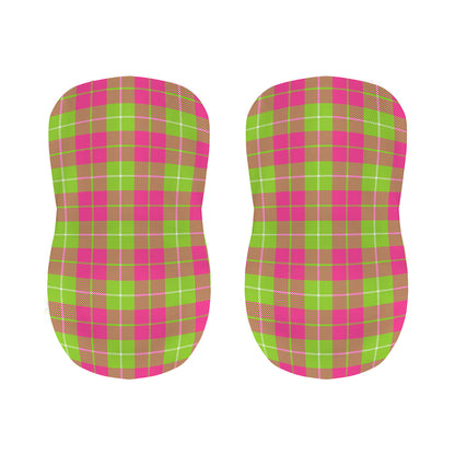 Pink Green And White Tartan Print Bar Stool Covers