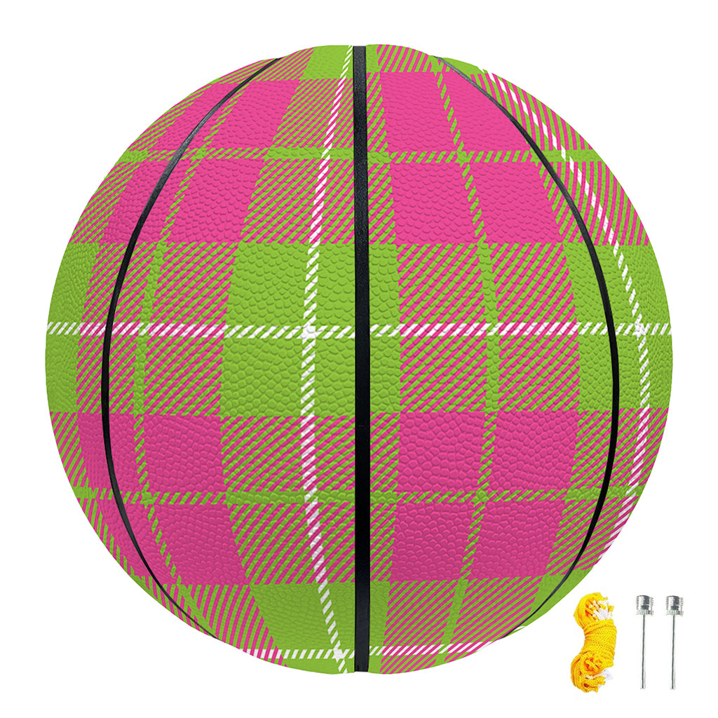 Pink Green And White Tartan Print Basketball