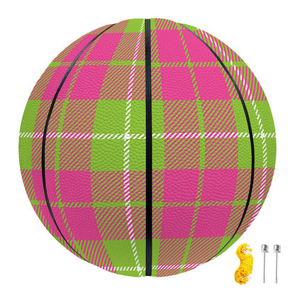 Pink Green And White Tartan Print Basketball