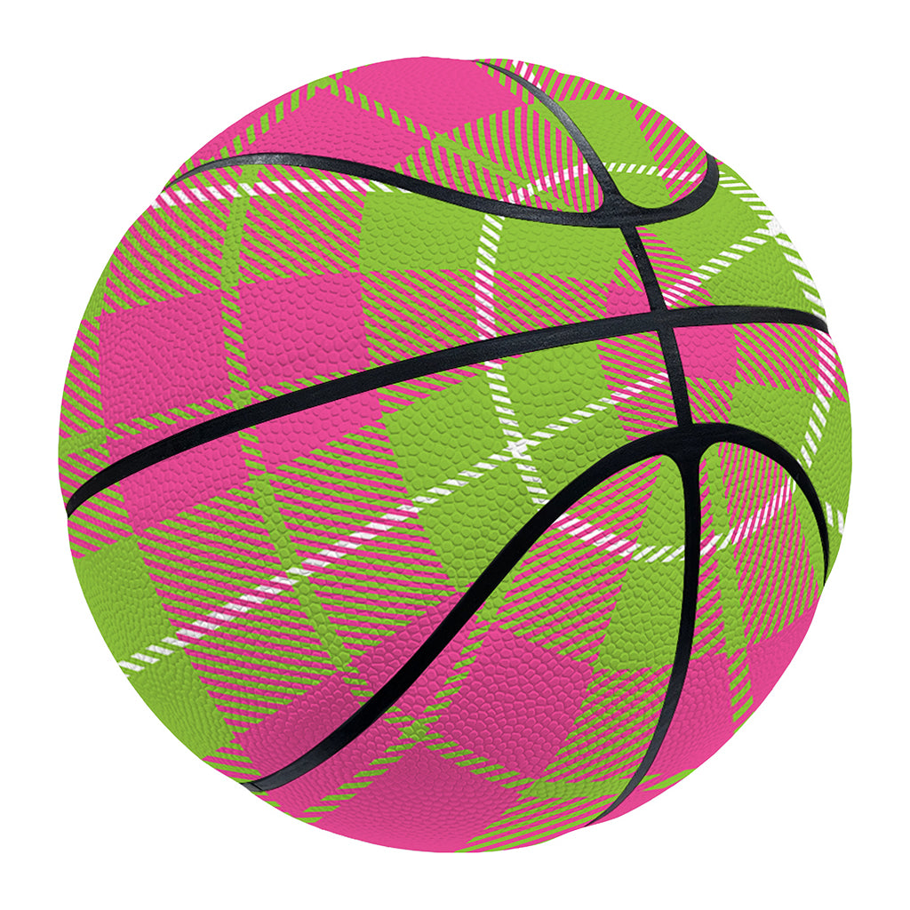 Pink Green And White Tartan Print Basketball