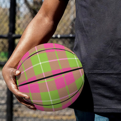 Pink Green And White Tartan Print Basketball