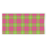 Pink Green And White Tartan Print Beach Towel