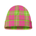Pink Green And White Tartan Print Beanie