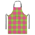 Pink Green And White Tartan Print Bib Apron With Pocket