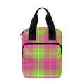 Pink Green And White Tartan Print Bible Tote Bag