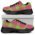 Pink Green And White Tartan Print Black Chunky Shoes