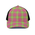 Pink Green And White Tartan Print Black Mesh Trucker Hat