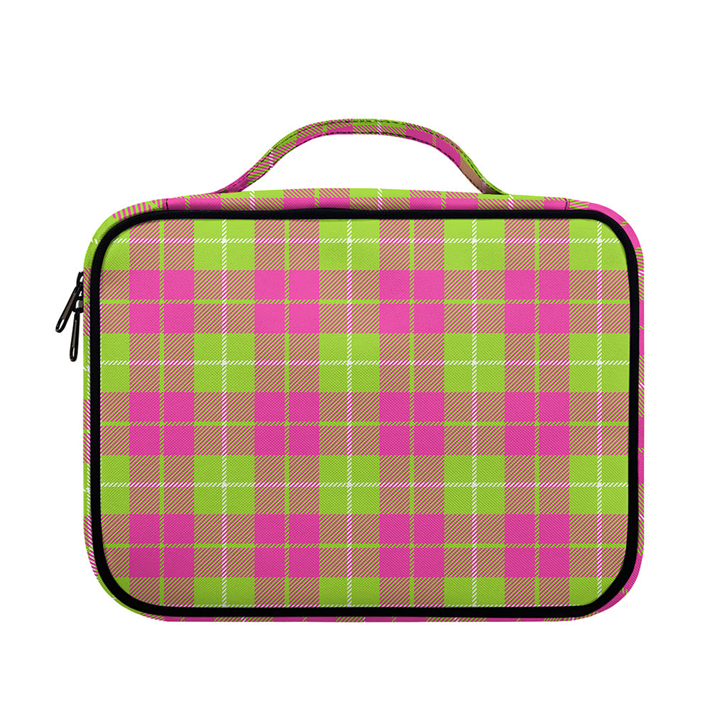 Pink Green And White Tartan Print Briefcase Bible Bag