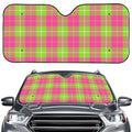 Pink Green And White Tartan Print Car Windshield Sun Shade