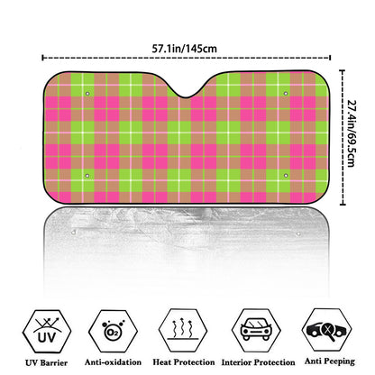Pink Green And White Tartan Print Car Windshield Sun Shade