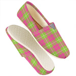 Pink Green And White Tartan Print Casual Shoes