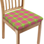Pink Green And White Tartan Print Chair Cushion Cover