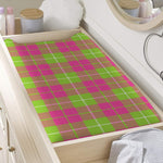 Pink Green And White Tartan Print Changing Pad Cover