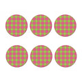 Pink Green And White Tartan Print Coaster Set
