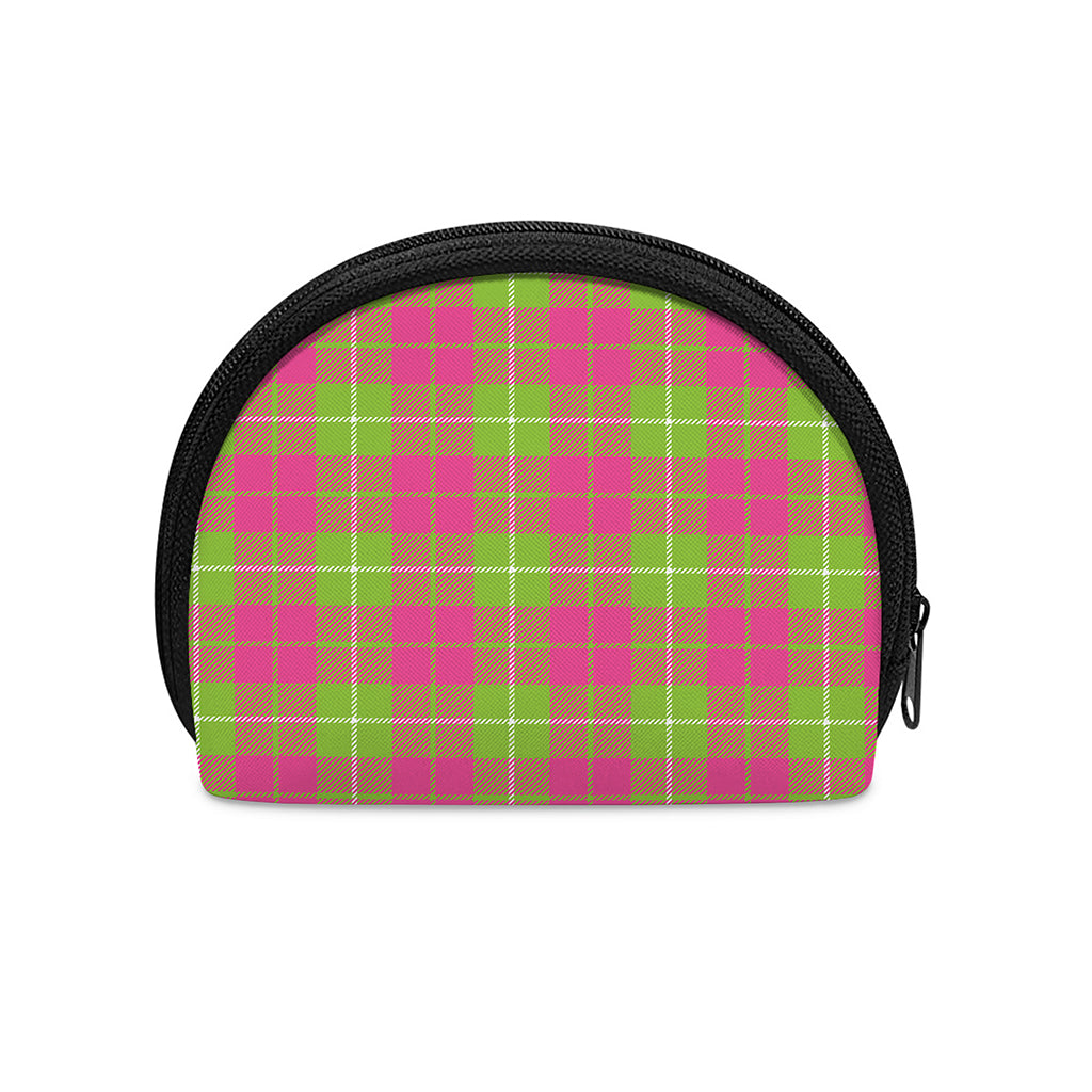 Pink Green And White Tartan Print Coin Purse