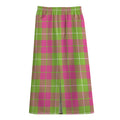 Pink Green And White Tartan Print Cotton Front Slit Maxi Skirt