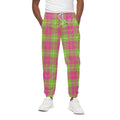 Pink Green And White Tartan Print Cotton Sweatpants