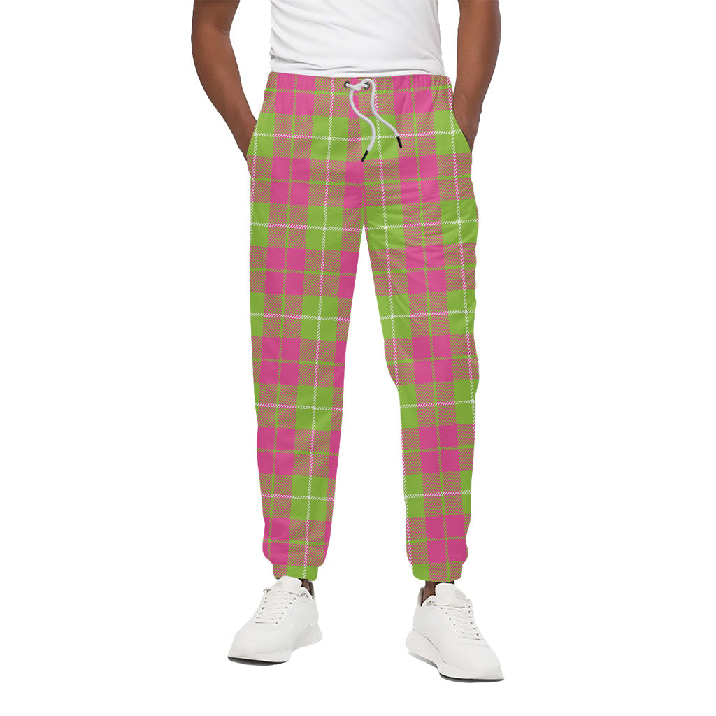 Pink Green And White Tartan Print Cotton Pants