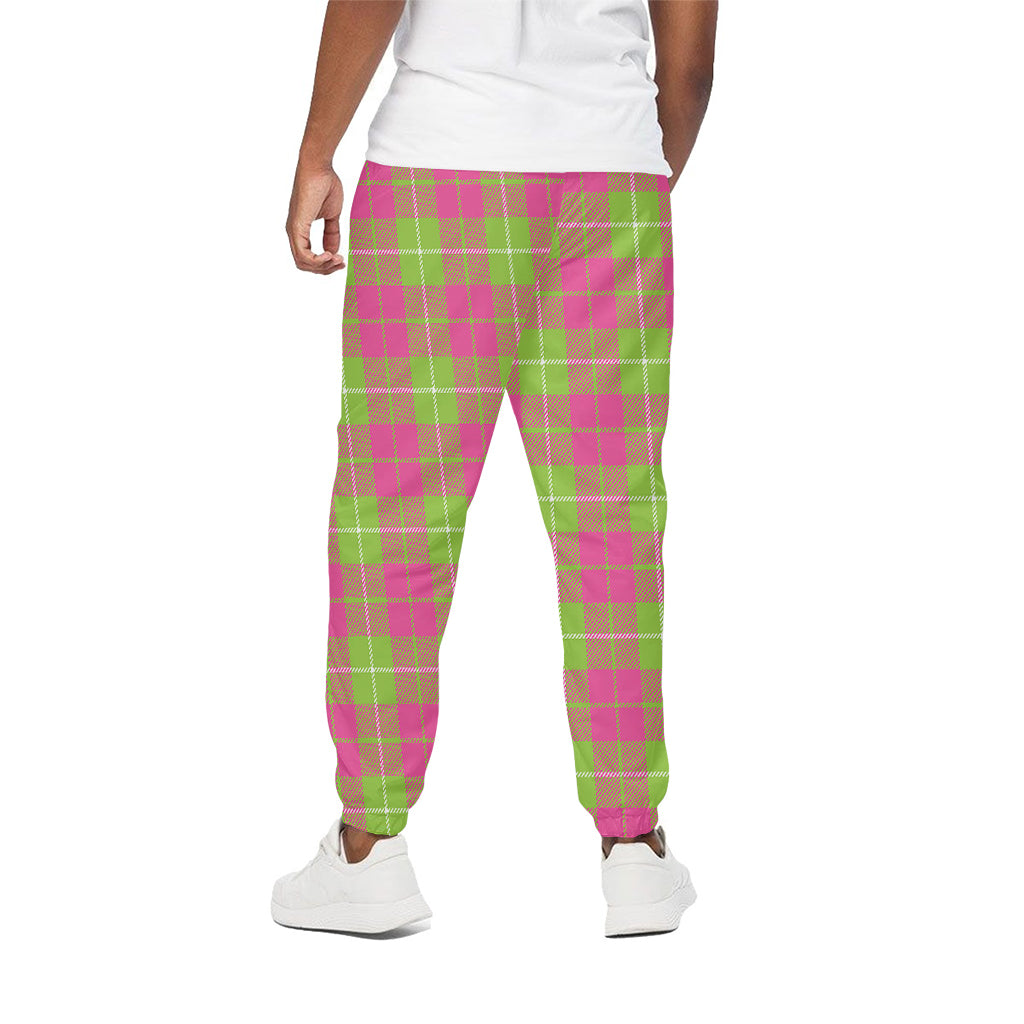 Pink Green And White Tartan Print Cotton Pants