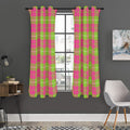Pink Green And White Tartan Print Grommet Curtain Panels