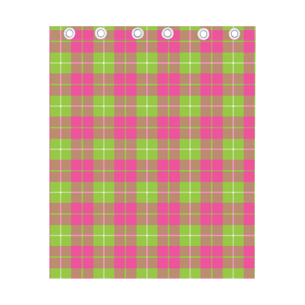 Pink Green And White Tartan Print Curtain