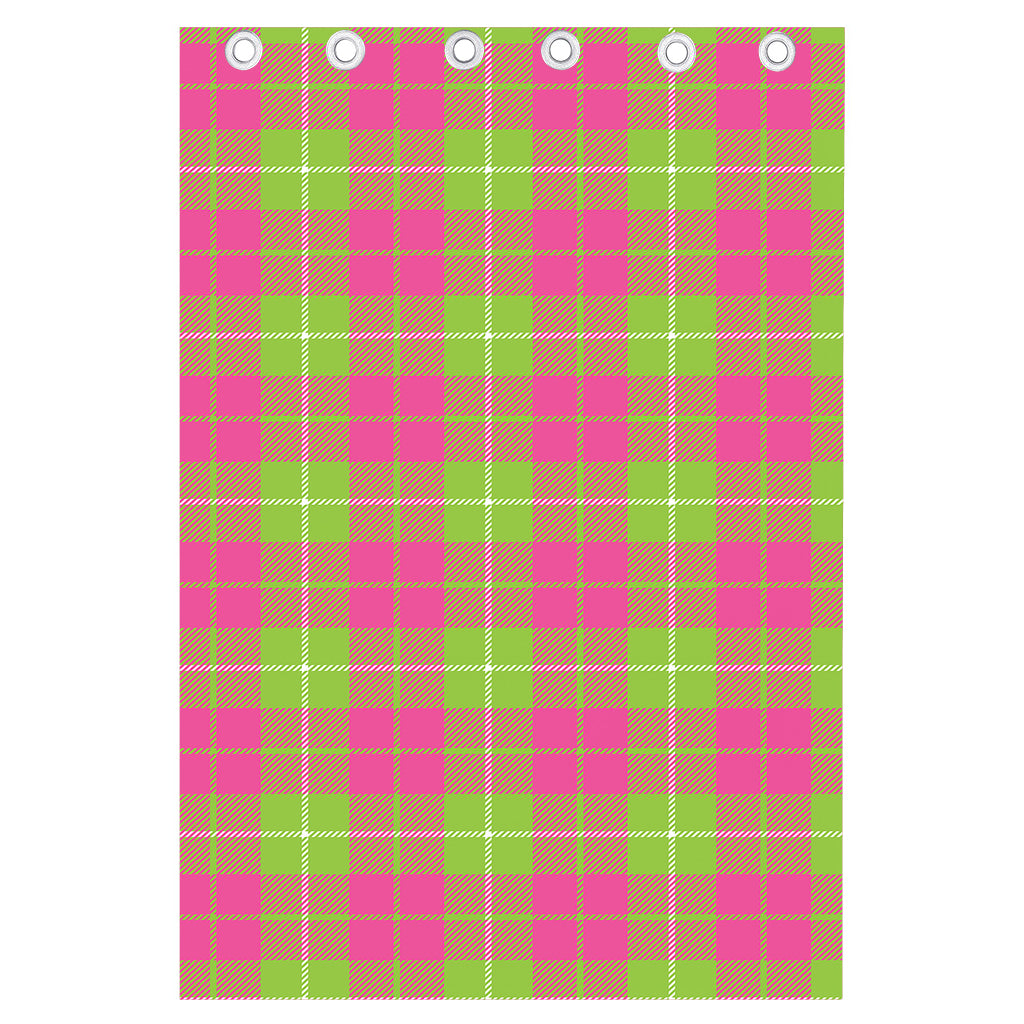 Pink Green And White Tartan Print Curtain