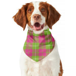 Pink Green And White Tartan Print Dog Bandana
